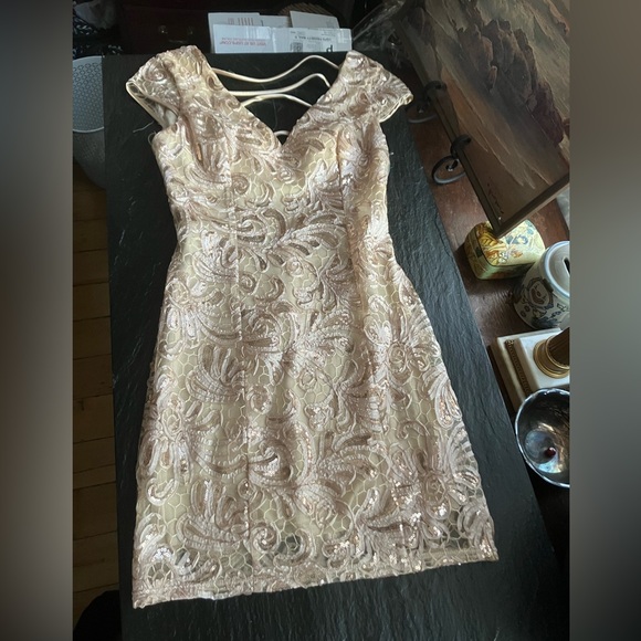 Tawny Mini Gold Dress - Picture 1 of 7